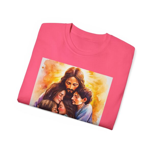 Our "God is Love" series with Jesus hugging a SMALL FAMILY Inspirational Christian Unisex Cotton T-Shirt, Faith Spiritual Apparel, Love Gift - Image 57