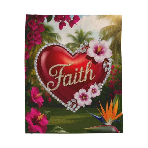 Our Beautiful "FAITH" 'Solid Red Heart' Inspirational Velveteen Plush Throw Blanket A Cozy Gift for Anniversary, Wedding Faith Home Decor Bedding - Image 5