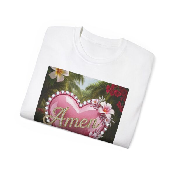 Our "Amen" Inspirational 'Solid Pink Heart' Design Vintage Christian Faith Apparel Unisex Cotton T-Shirt, Thoughtful Quote, Philippians 4:8 - Image 9