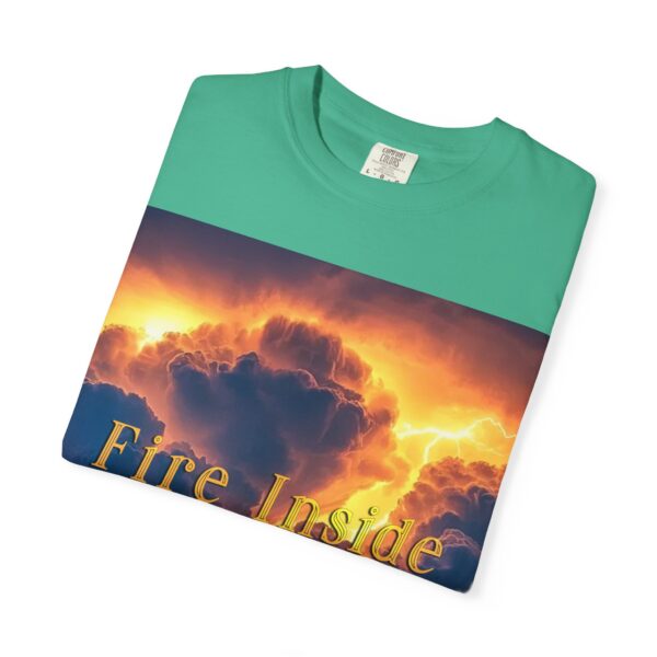 Garment-Dyed Unisex T-Shirt, with our 'Storm Light' "Fire Inside" design! Summer Casual Wear, Relaxed Style Inspirational Tropical Storms - Image 23