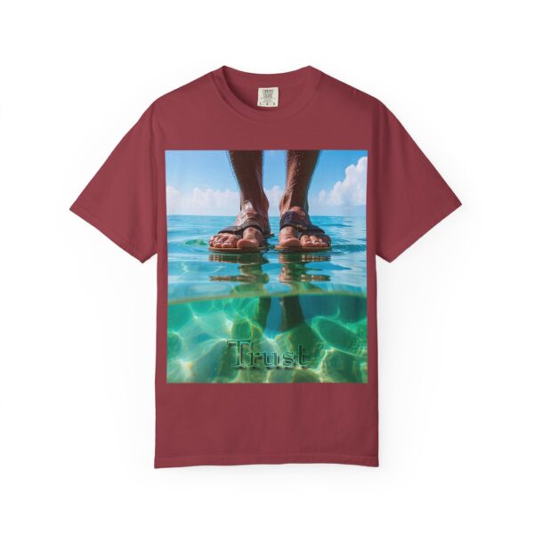 Garment-Dyed Unisex T-Shirt, Walk on Water "Trust" Graphic Design Tee, Summer Casual Wear, Beach Day Outfit, Ocean Lover Gift, Relaxed Style - Image 57