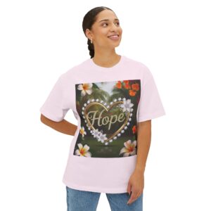 Our "HOPE" Inspirational Bible 'Garden Design' Christian Unisex Tee, Oversized Shirt, Boxy Top, Spiritual Tshirt, Gift for Christians