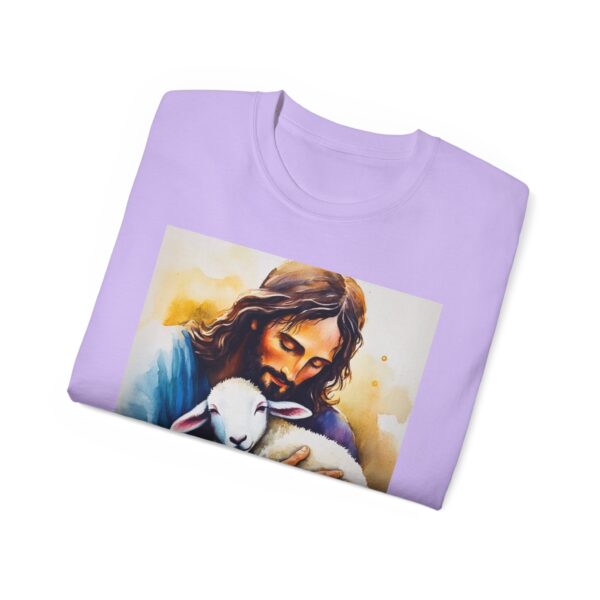 Our "God is Love" series with Jesus hugging a BABY LAMB, Inspirational Christian Unisex Cotton T-Shirt, Faith Spiritual Apparel, Love Gift - Image 48