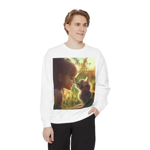 Sweatshirt Unisex Inspirational 'Kitten Kisses' "Think on these things". Christian Apparel, Faith-Based Comfort, Jumper, Gift for Believers - Image 8