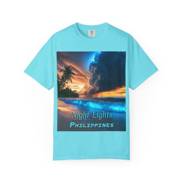 Garment-Dyed Unisex T-Shirt, with our "Night Lights - Philippines" design! Summer Casual Wear, Relaxed Style Inspirational Tropical Beach - Image 35