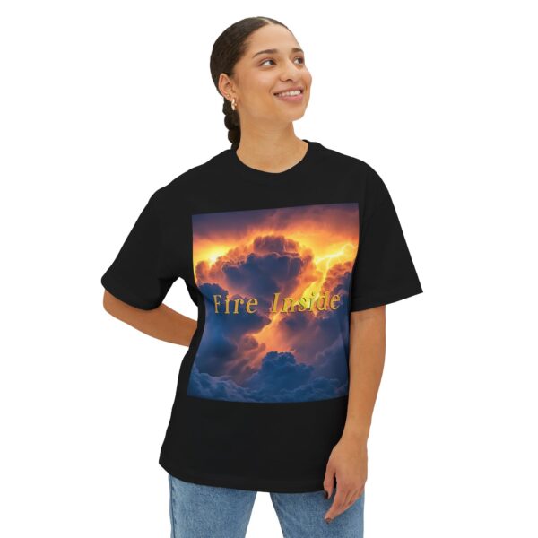Inspirational Unisex Oversized T-Shirt for Men and Women, with our 'Storm Light' "Fire Inside" design! Beauty of Creation Tropical Storm - Image 11