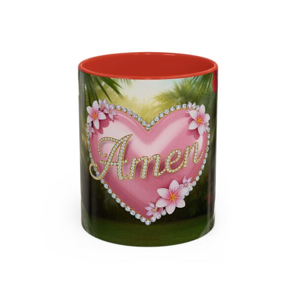 Our "Amen" Inspirational 'Solid Pink Heart' design Accent Coffee Mug, Perfect for Wedding Gifts, Love & Faith Decor, Philippians 4:8 - Image 13