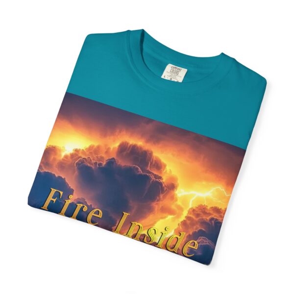 Garment-Dyed Unisex T-Shirt, with our 'Storm Light' "Fire Inside" design! Summer Casual Wear, Relaxed Style Inspirational Tropical Storms - Image 27
