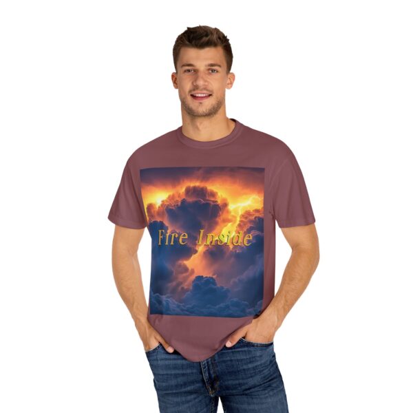 Garment-Dyed Unisex T-Shirt, with our 'Storm Light' "Fire Inside" design! Summer Casual Wear, Relaxed Style Inspirational Tropical Storms - Image 8