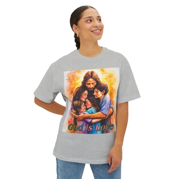 Our "God is Love" series with Jesus hugging a small family! Christian Unisex Tee, Oversized T-Shirt, Inspirational Shirt, Faith Apparel - Image 31