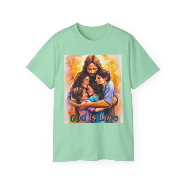 Our "God is Love" series with Jesus hugging a SMALL FAMILY Inspirational Christian Unisex Cotton T-Shirt, Faith Spiritual Apparel, Love Gift - Image 26
