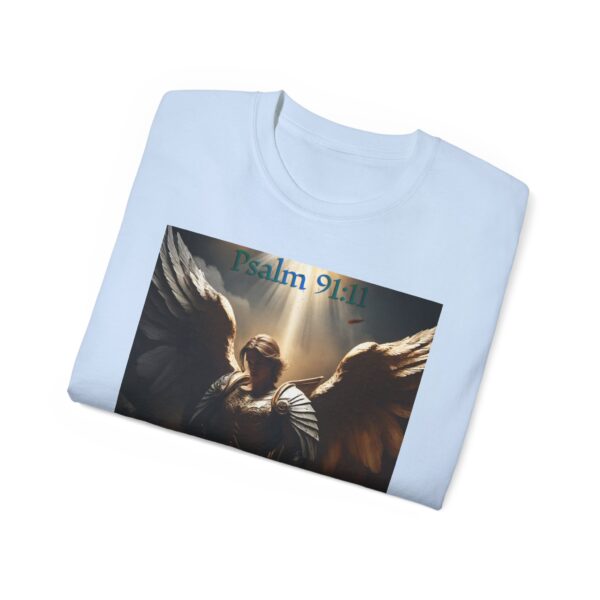 Our Guardian Angel, Psalm 91 "He gives his angels charge over thee" Inspirational Christian Design Unisex Cotton T-Shirt, Faith Apparel - Image 36