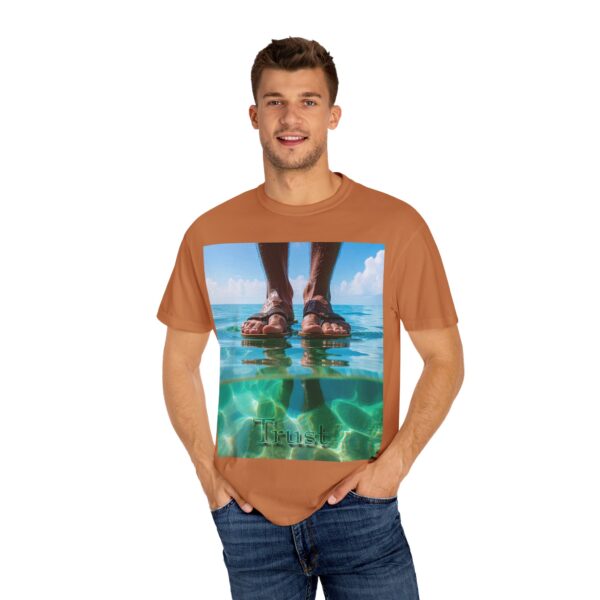 Garment-Dyed Unisex T-Shirt, Walk on Water "Trust" Graphic Design Tee, Summer Casual Wear, Beach Day Outfit, Ocean Lover Gift, Relaxed Style - Image 16