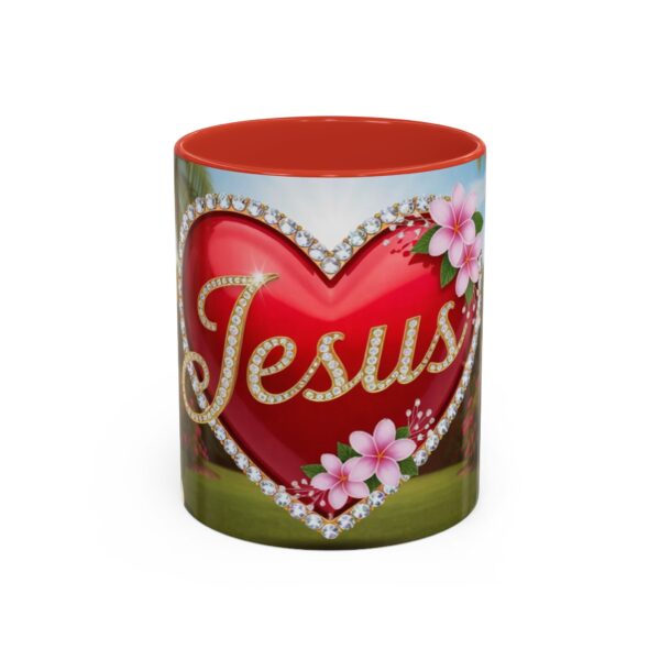 Our "Jesus" Garden solid red heart design Accent Coffee Mug, Perfect for Wedding Gifts, Love Confessions, Inspirational Floral Decor - Image 13
