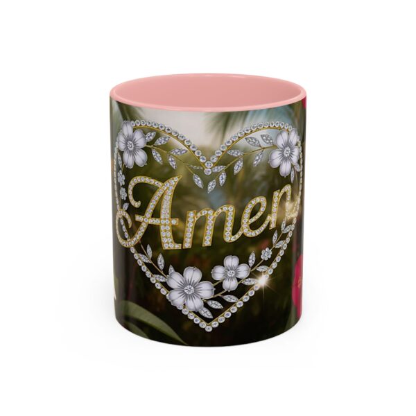 Our "Amen" Inspirational 'Diamond Ring Heart' Design Accent Coffee Mug, Perfect for Wedding Gifts, Love & Faith Decor, Philippians 4:8 - Image 9