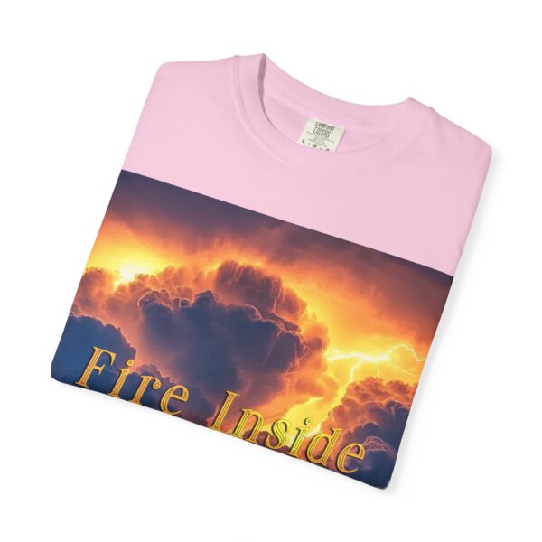 Garment-Dyed Unisex T-Shirt, with our 'Storm Light' "Fire Inside" design! Summer Casual Wear, Relaxed Style Inspirational Tropical Storms - Image 47
