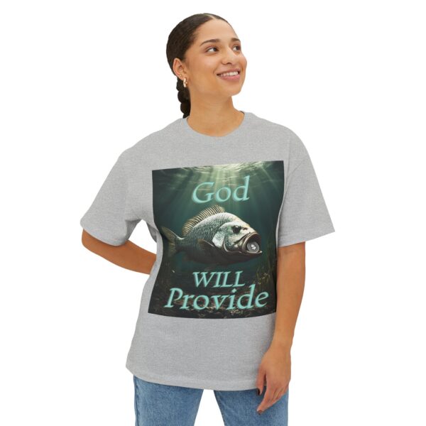 Biblical "God WILL Provide" Unisex Tee, Fish with Coin, Israel, Sea of Galilee, Inspirational, Christian Tshirt, Oversized Shirt, Boxy Top - Image 31