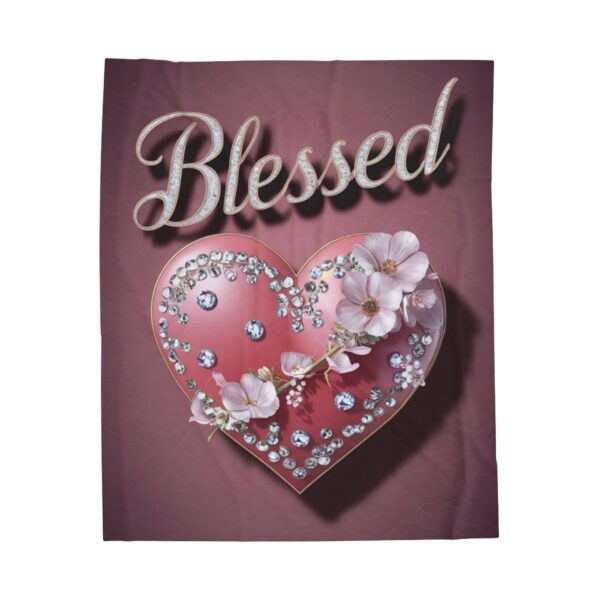 Beautiful "Blessed" Inspirational Velveteen Plush Blanket - A Cozy Gift for Anniversary, Wedding, Home Decor. Throw, Bedding, Inspirational - Image 5