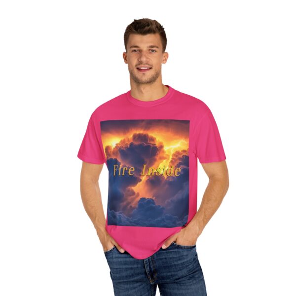 Garment-Dyed Unisex T-Shirt, with our 'Storm Light' "Fire Inside" design! Summer Casual Wear, Relaxed Style Inspirational Tropical Storms - Image 52