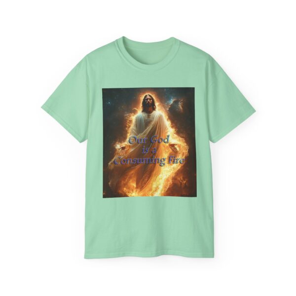 Our majestic "Our God is a Consuming Fire" Inspirational Christian Unisex Cotton T-Shirt, Faith Spiritual Apparel, Gift for Christians - Image 25
