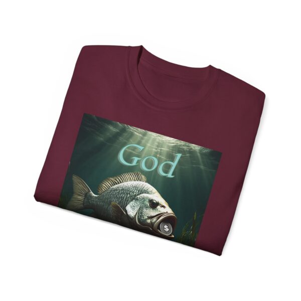 Our "God WILL Provide" design with a Fish with a Coin in its mouth Inspirational Christian Unisex Cotton T-Shirt, Faith Spiritual Apparel - Image 20