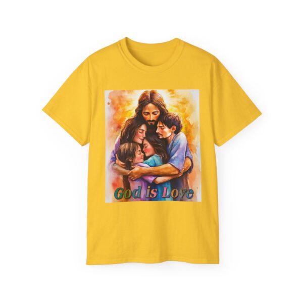 Our "God is Love" series with Jesus hugging a SMALL FAMILY Inspirational Christian Unisex Cotton T-Shirt, Faith Spiritual Apparel, Love Gift - Image 22