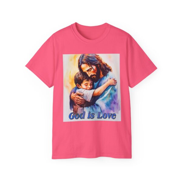Our "God is Love" series with Jesus hugging a LITTLE BOY Inspirational Christian Unisex Cotton T-Shirt, Faith Spiritual Apparel, Love Gift - Image 53