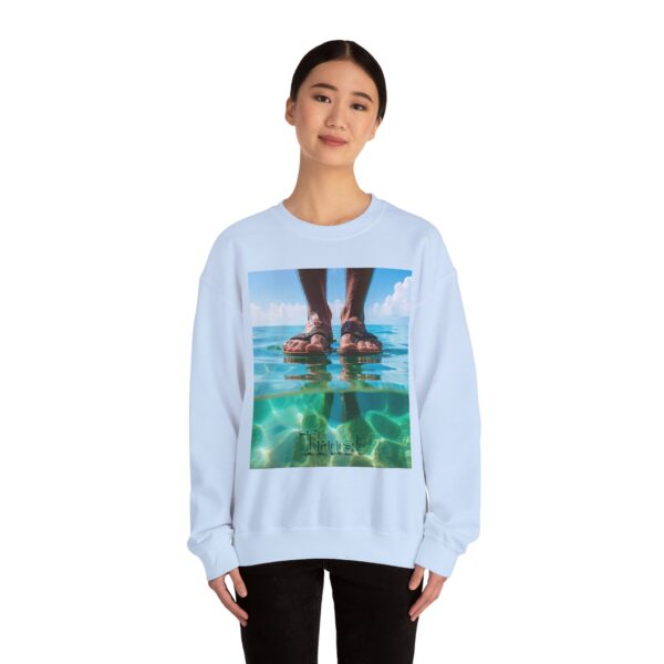Crewneck Sweatshirt with our "Trust" 'Walk on water' Inspirational Design. Vintage Christian Apparel, Gospel Sweatshirt, Faith Fashion Sweatshirt, Unisex Heavy - Image 3