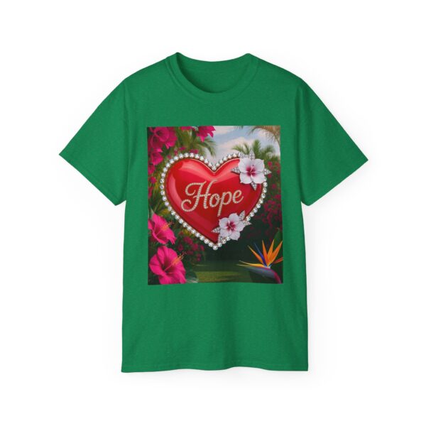 Our "HOPE" Inspirational 'Solid Red Heart' Design Vintage Christian Faith Apparel Unisex Cotton T-Shirt Thoughtful Quote, Philippians 4:8 - Image 2
