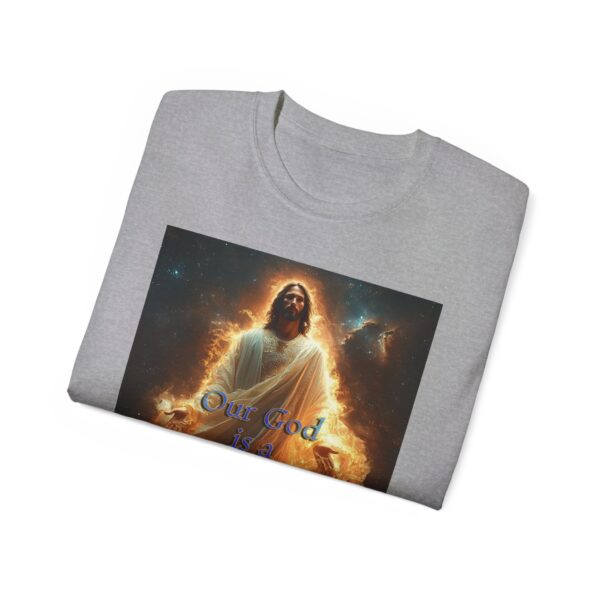 Our majestic "Our God is a Consuming Fire" Inspirational Christian Unisex Cotton T-Shirt, Faith Spiritual Apparel, Gift for Christians - Image 8