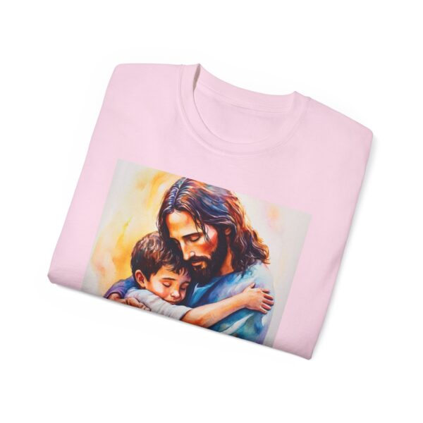 Our "God is Love" series with Jesus hugging a LITTLE BOY Inspirational Christian Unisex Cotton T-Shirt, Faith Spiritual Apparel, Love Gift - Image 52