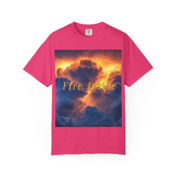 Garment-Dyed Unisex T-Shirt, with our 'Storm Light' "Fire Inside" design! Summer Casual Wear, Relaxed Style Inspirational Tropical Storms - Image 49