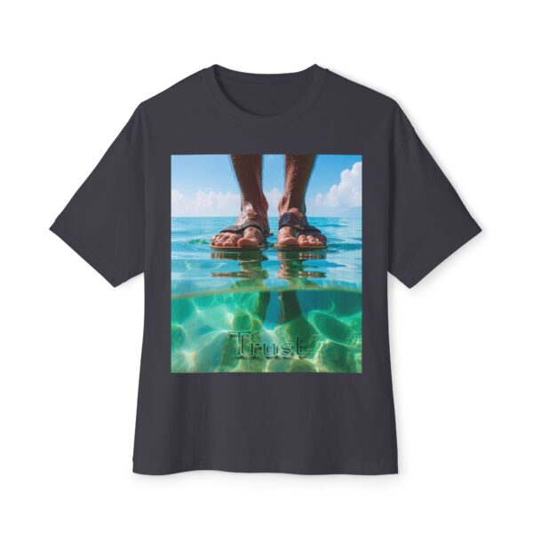 Christian Unisex Tee, Oversized T-Shirt for Men and Women, with "Trust" design Inspirational Faith Apparel, Walk on Water Design - Image 21