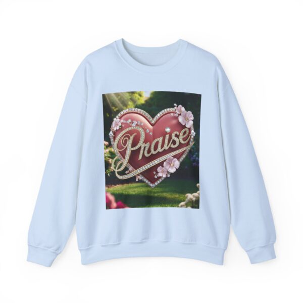 Crewneck Sweatshirt-with our "Praise" 'Solid Red heart' design. Vintage Inspired Faith Apparel, Gospel Fashion Unisex Heavy - Image 2
