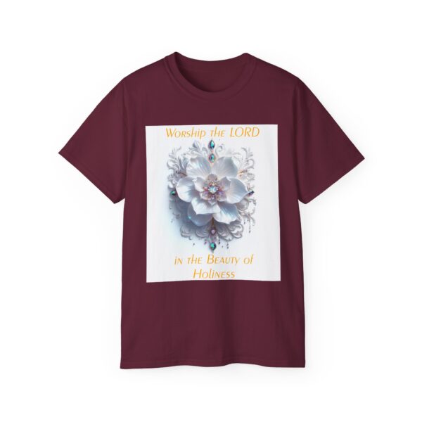 Our inspirational "Worship the Lord in the Beauty of Holiness" Christian Unisex Cotton T-Shirt, Faith Apparel, Love Gift, Gospel Fashion - Image 13
