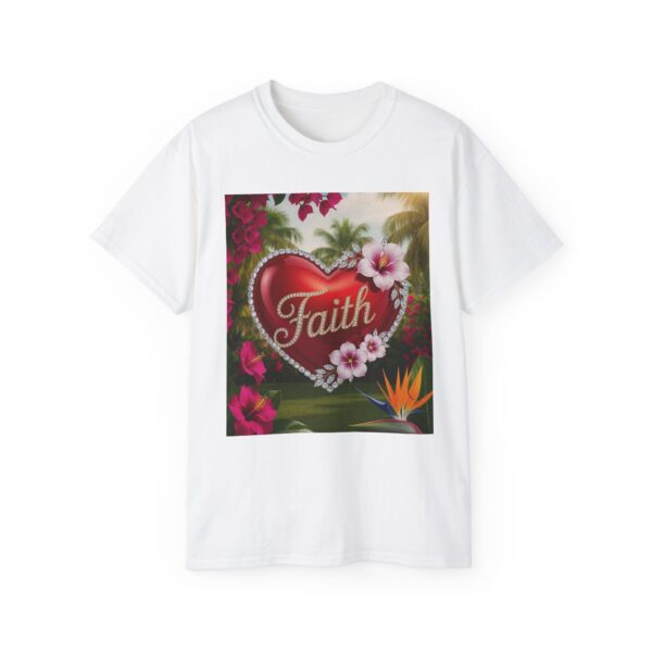Our "Faith" Inspirational 'Solid Red Heart' Design Vintage Christian Faith Apparel Unisex Cotton T-Shirt, Thoughtful Quote, Philippians 4:8 - Image 2
