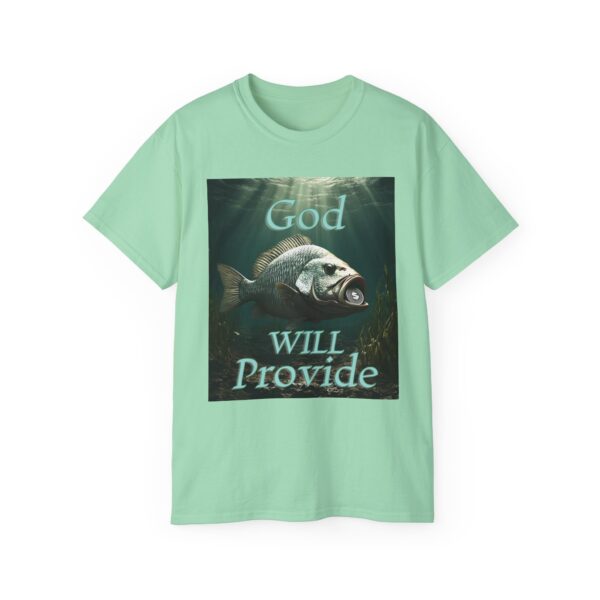 Our "God WILL Provide" design with a Fish with a Coin in its mouth Inspirational Christian Unisex Cotton T-Shirt, Faith Spiritual Apparel - Image 29