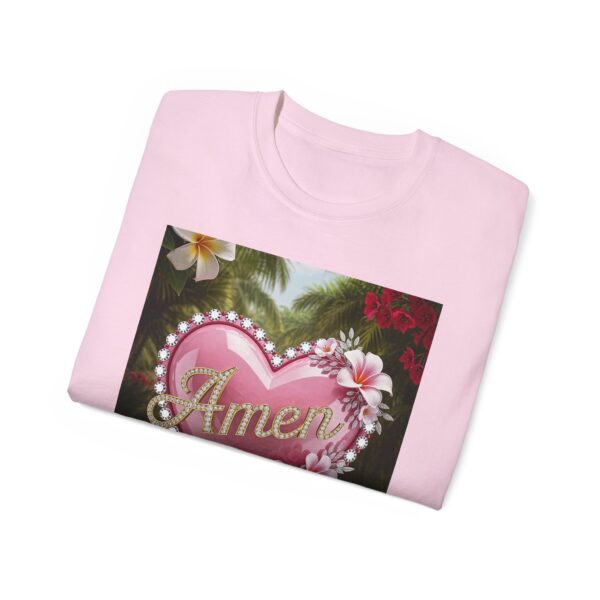 Our "Amen" Inspirational 'Solid Pink Heart' Design Vintage Christian Faith Apparel Unisex Cotton T-Shirt, Thoughtful Quote, Philippians 4:8 - Image 5
