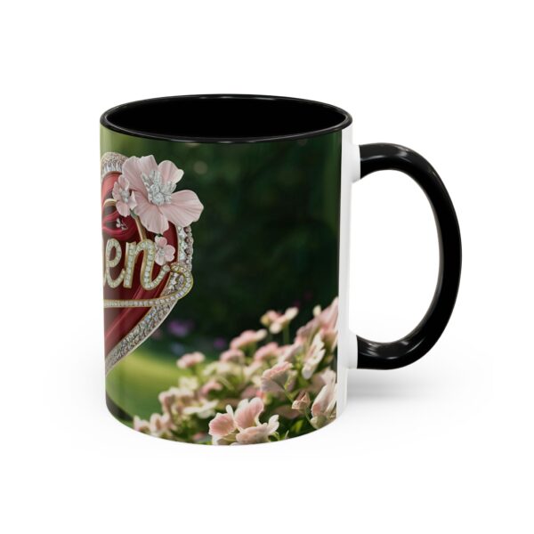 Our "Amen" Inspirational 'Elaborate Red Flowers Heart' design Accent Coffee Mug, Perfect for Wedding Gifts, Love & Faith Decor, Philippians 4:8 - Image 2