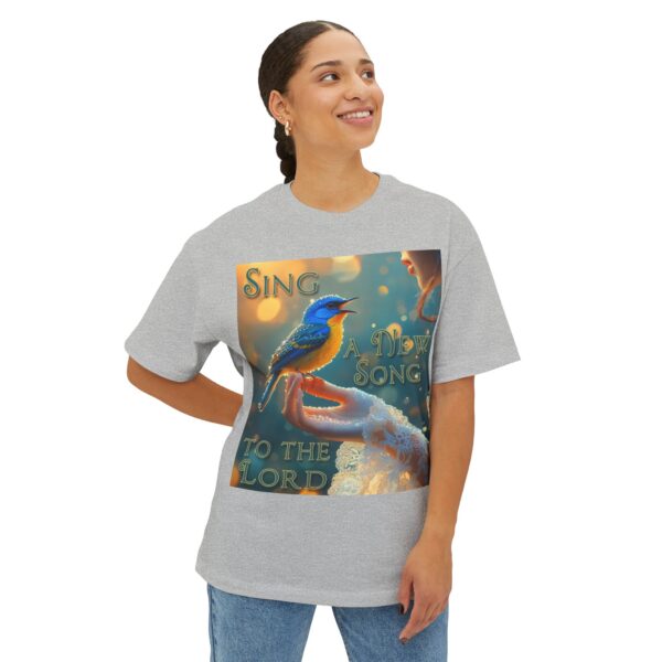 Inspirational Unisex Tee, Oversized T-Shirt for Men and Women, with our 'Song Bird' "Sing a New Song" design! Faith Apparel, Biblical - Image 31