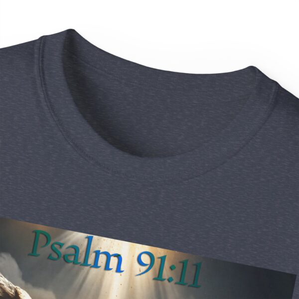 Our Guardian Angel, Psalm 91 "He gives his angels charge over thee" Inspirational Christian Design Unisex Cotton T-Shirt, Faith Apparel - Image 43