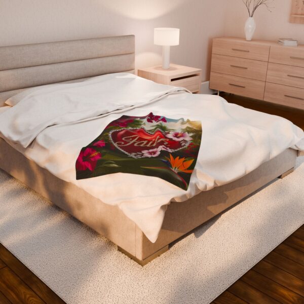 Our Beautiful "FAITH" 'Solid Red Heart' Inspirational Velveteen Plush Throw Blanket A Cozy Gift for Anniversary, Wedding Faith Home Decor Bedding - Image 12