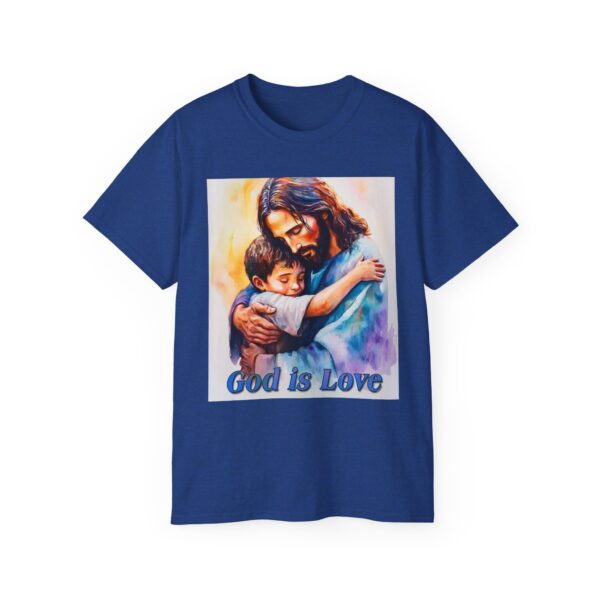 Our "God is Love" series with Jesus hugging a LITTLE BOY Inspirational Christian Unisex Cotton T-Shirt, Faith Spiritual Apparel, Love Gift - Image 37