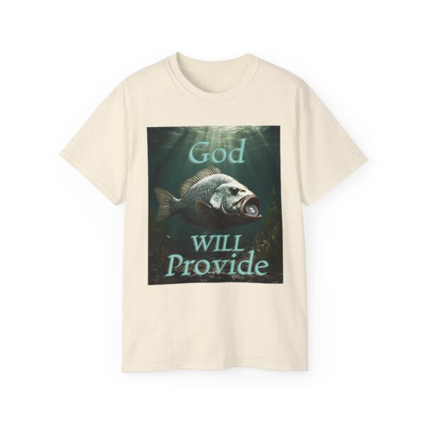 Our "God WILL Provide" design with a Fish with a Coin in its mouth Inspirational Christian Unisex Cotton T-Shirt, Faith Spiritual Apparel - Image 21