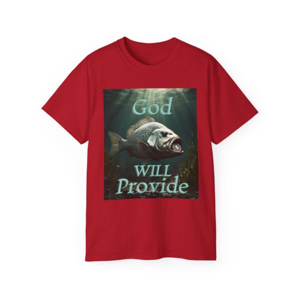 Our "God WILL Provide" design with a Fish with a Coin in its mouth Inspirational Christian Unisex Cotton T-Shirt, Faith Spiritual Apparel - Image 57