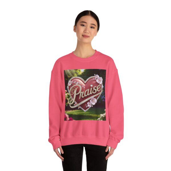 Crewneck Sweatshirt-with our "Praise" 'Solid Red heart' design. Vintage Inspired Faith Apparel, Gospel Fashion Unisex Heavy - Image 23