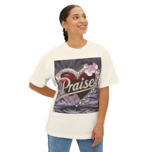 Our "PRAISE" Inspirational Bible Verse Christian Unisex Tee, Religious Oversized Shirt, Boxy Top, Spiritual Tshirt, Gift for Christians
