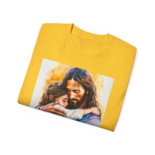Our "God is Love" series with Jesus hugging a LITTLE GIRL, Inspirational Christian Unisex Cotton T-Shirt, Faith Spiritual Apparel, Love Gift - Image 24