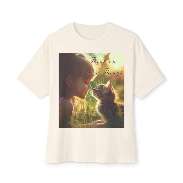 Inspirational Unisex Tee, Oversized T-Shirt for Men and Women, with 'Kitten Kisses' "Think on these things" design Faith Apparel, Biblical - Image 13