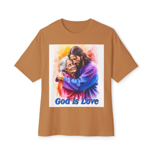 Our "God is Love" series with Jesus hugging Grandmother, Christian Unisex Tee, Oversized T-Shirt, Inspirational Shirt, Faith Apparel - Image 17